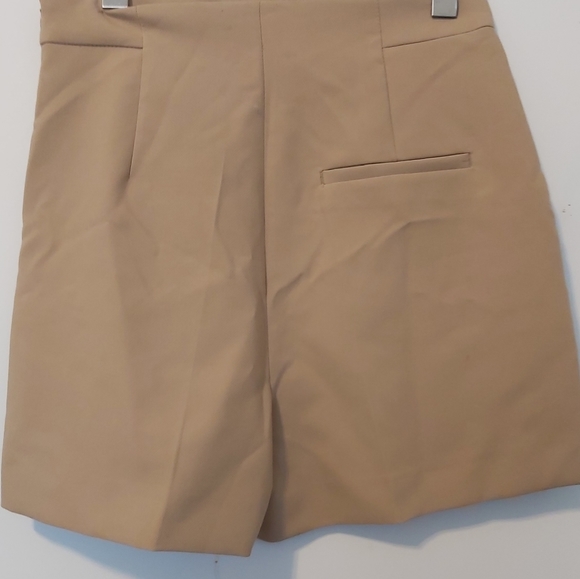 ZARA | Women's Buttoned Bermuda High Waist Shorts Taupe Brown Size 5 - Picture 3 of 7